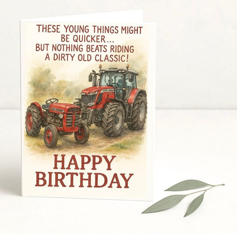 Tractor Birthday Card, Funny Farming Card, Countryside Birthday Card, Farmer Gift, Rural Card