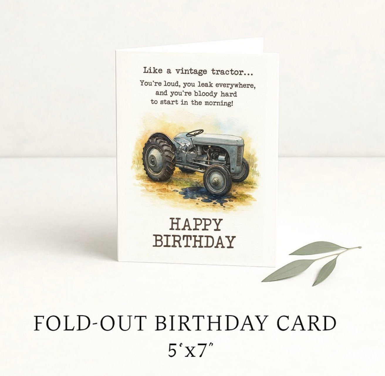Funny Tractor Birthday Card, Rustic Farm Humour, Vintage Tractor
