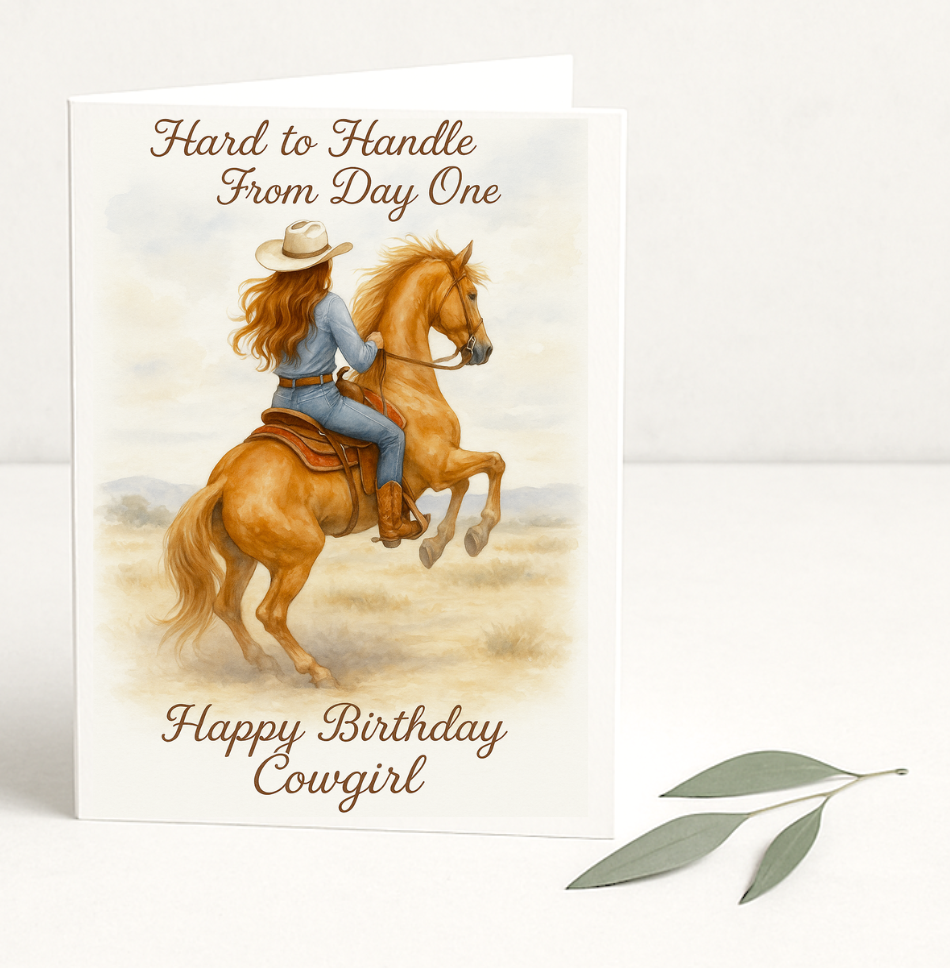 Cowgirl Birthday Card, Horse Lover Birthday Card, Western Birthday Card, Funny Cowgirl Card, Horse Riding Birthday Card